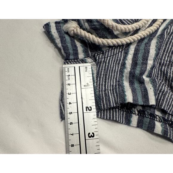 Roxy Oceanside Linen Blend Shorts Size 10 Dress Blues Cherokee Stripe Drawstring - Picture 11 of 11